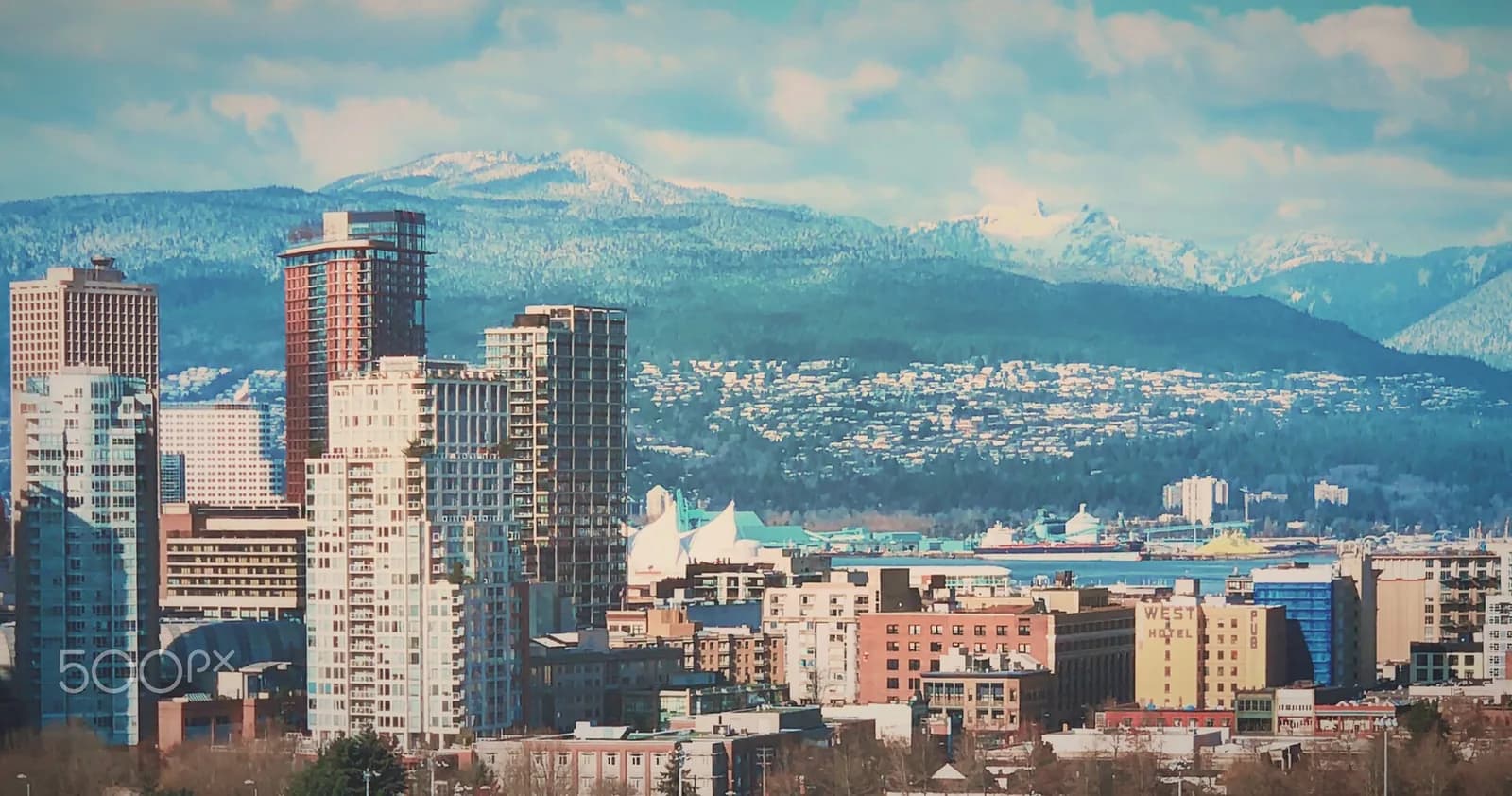 North Vancouver framed by the North Shore mountains